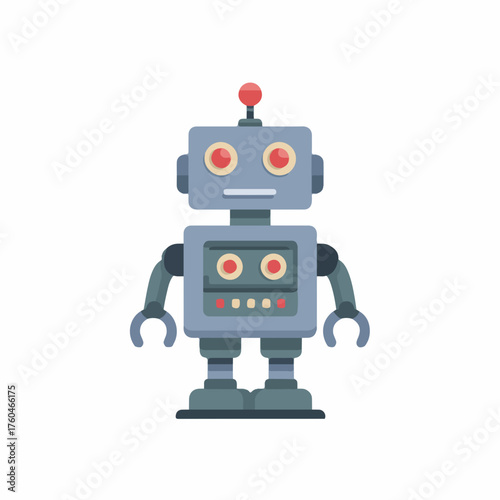 Modern Robot Icon in Flat Vector Style