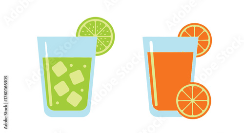 Refreshing citrus drinks in glasses featuring lime and orange flavors