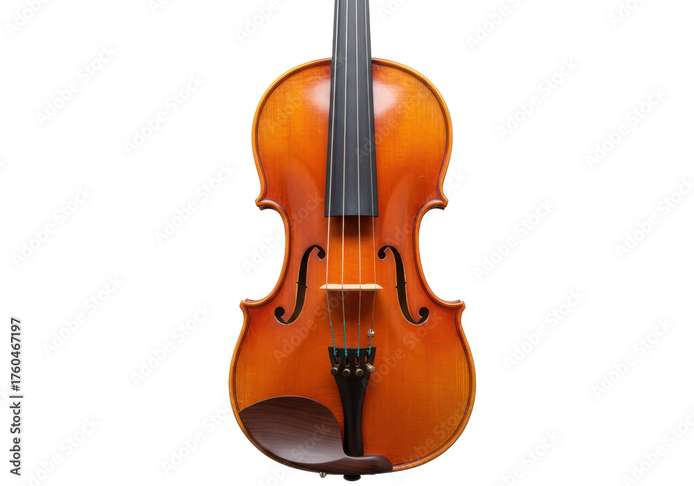 Fototapeta premium Isolated violin on a plain background, musical instrument for practice, studio photography