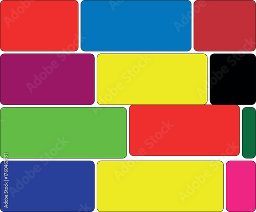 A colorful arrangement of rectangular blocks in varied shades and sizes