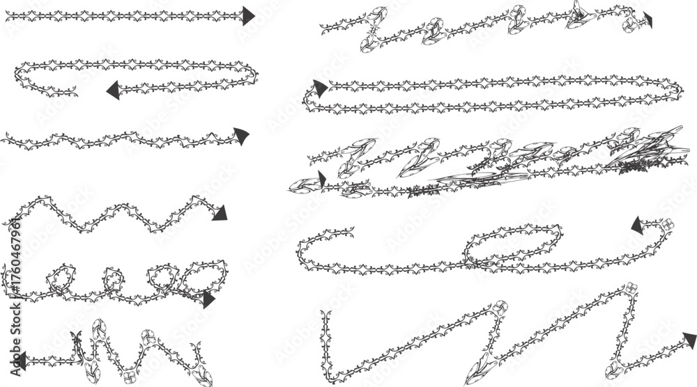 Obraz premium Black ink scribbles and wavy lines graphic elements doodle abstract