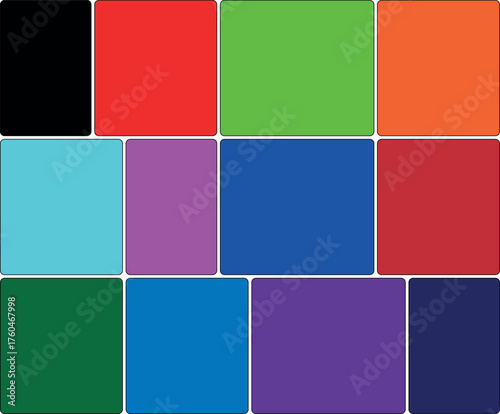 A colorful grid of vibrant rectangular blocks displaying various hues