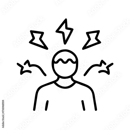 Line art illustration of a person experiencing stress and anxiety  