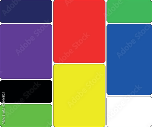 A grid of nine solid colored rectangles displayed in a three by three pattern