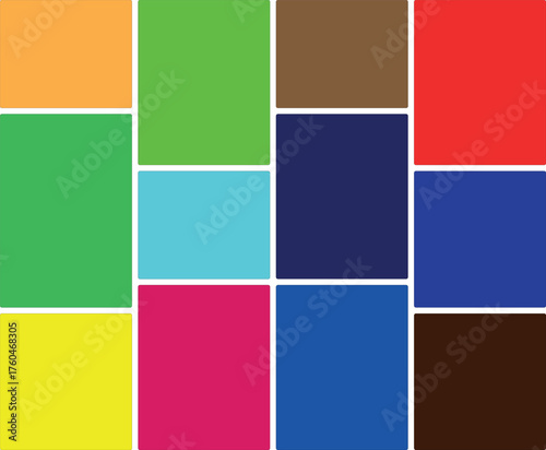 An arrangement of vibrant solid colored rectangles in a grid pattern
