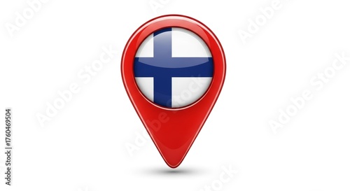 Free Download Red Glossy Map Pin with National Flag of Finland on White Background - GFXLoad
