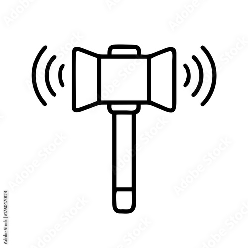Sounding gavel icon representing legal proceedings in line art style  
