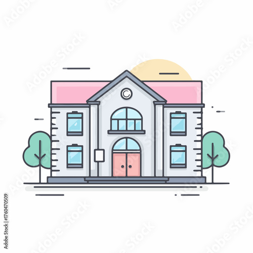 Elegant School Building Vector Icon Design