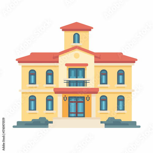 Sleek Icon of School Building in Thin Style