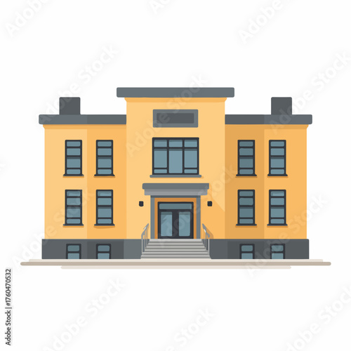 Minimalist School Building Icon in Flat Style