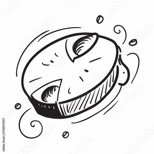 Cartoon illustration of a spinning hockey puck with motion lines  