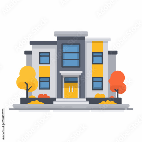 Education Institution Icon with Flat Design