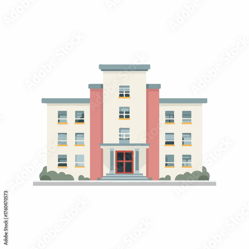 School Building Thin Vector Icon Design