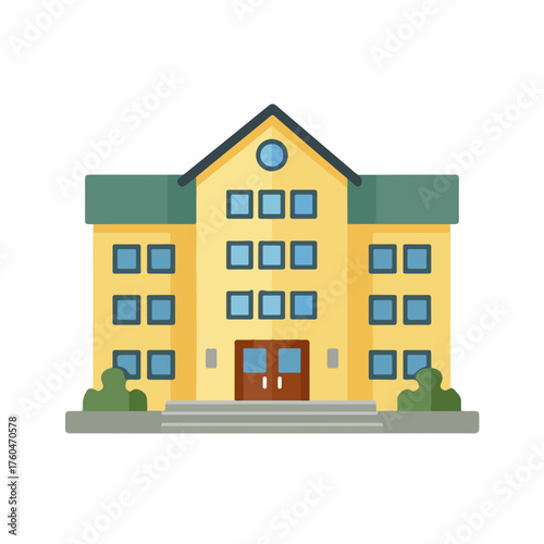 Minimalistic school building icon in flat style