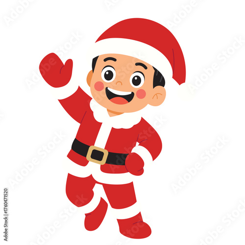 Cartoon Boy Wearing a Santa Claus Costume