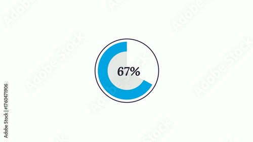 Abstract Pie Chart Data Loop Animation with 67 percent.