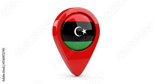 3d Glossy Map Pin Showing the National Flag of Libya on White Background Free Download 3d Glossy Map Pin Showing the National Flag of Libya on White Background - GFXLoad