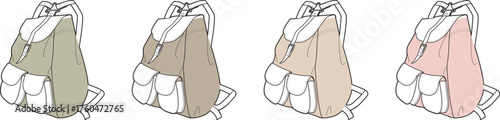 Backpack color variations A collection of illustrations showcasing different colored backpacks, perfect for design and projects