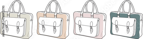Row of Stylish Satchel Bags Illustration