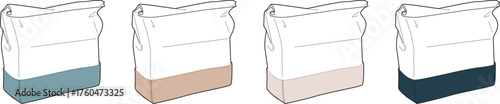 A group of paper bags in different colors creates a striking graphic effect