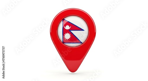 Free Download Nepal Flag Map Pin Icon on White Background, Geographic Location Symbol - GFXLoad