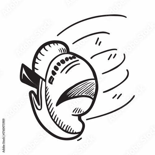 Baseball flying through the air in dynamic motion illustration  