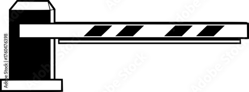 a black and white illustration of a boom barrier with a striped arm