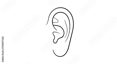 Simplified Line Drawing of Human Ear isolated on a transparent background