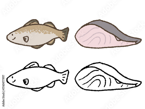 手描きの真鱈と切り身