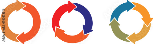 Circular motion and cycle concept icons  round arrows reload and repeat vector design