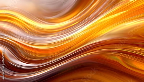 Abstract image featuring flowing, swirling lines of warm colors including gold, yellow, orange, brown, and white creating a dynamic and fluid design.