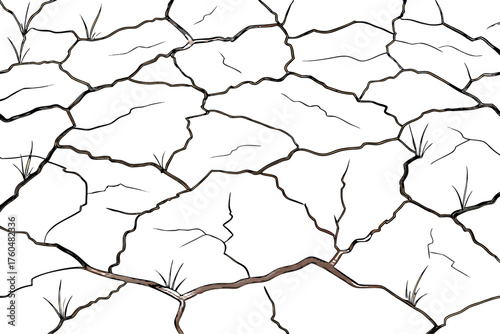 Dry cracked earth drought soil texture background pattern arid climate desert land global warming crisis vector illustration