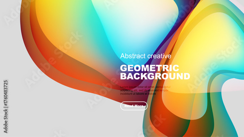 Vibrant fluid shapes blend, creating dynamic abstract background. Colors transition smoothly, offering modern visual appeal.