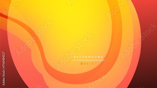 Abstract background features vibrant orange, yellow gradients. Smooth shapes overlap creating dynamic visual effect. Text reads background design.