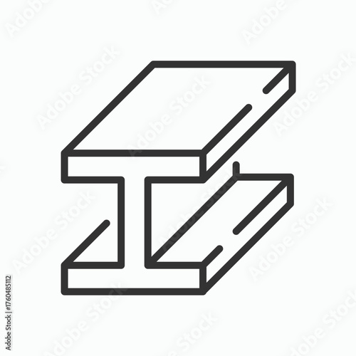 Isometric I-Beam Steel Girder Line Icon