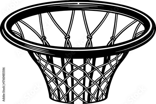 Basketball Net Emblem: A simple and classic basketball net icon, perfect for sports-related designs and themes.