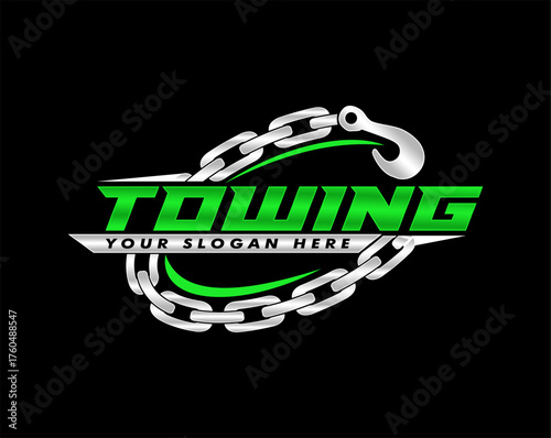 towing truck silhouette logo service modern style vector illustration 