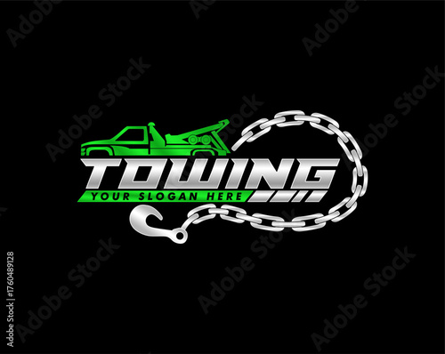 towing truck silhouette logo service modern style vector illustration 