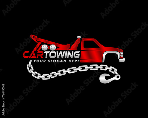 towing truck silhouette logo service modern style vector illustration 