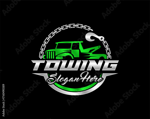 towing truck silhouette logo service modern style vector illustration 