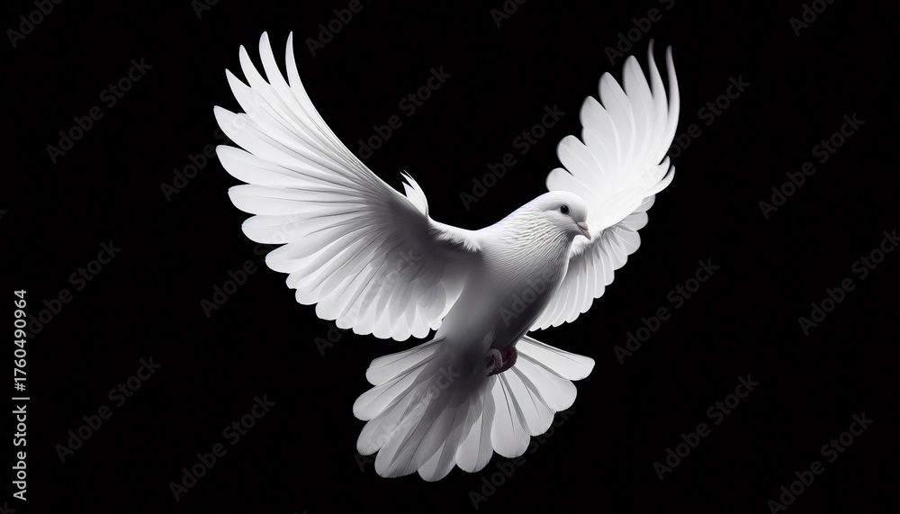 Obraz premium Elegant white dove on a black background