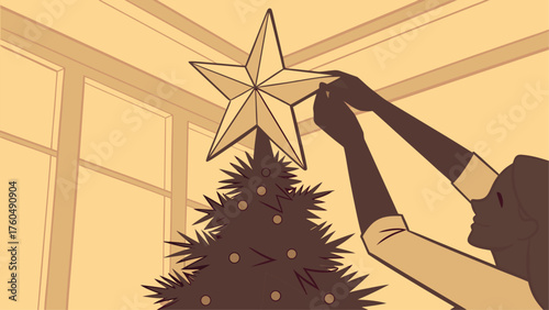 christmas tree with stars and decorations