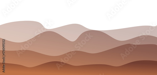 Abstract Wavy Earth Tones Landscape Background with Layered Hills and Copy Space