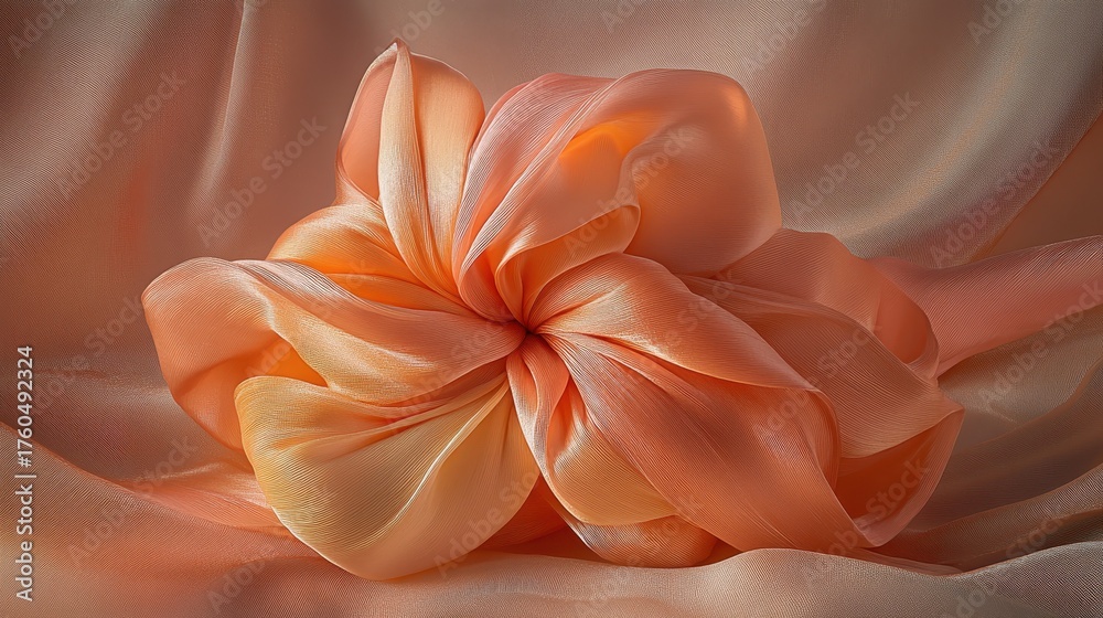 Fototapeta premium Close-up of folded silk fabric with a floral appearance