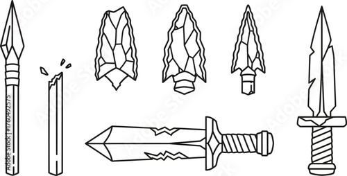 Collection of Ancient Stone Weapons and Tools