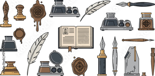 Vintage Writing Tools And Craft Supplies Collection