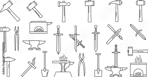 Blacksmith Tools and Equipment Forging Metal Objects