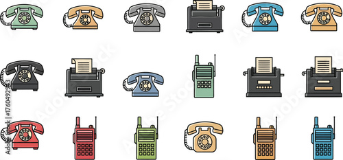 Vintage Communication Devices Collection Graphic