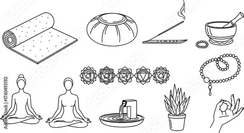 Collection of Yoga and Meditation Accessories for Serene Practice