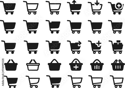 Vector set of different drinks in glass with icons and silhouette design